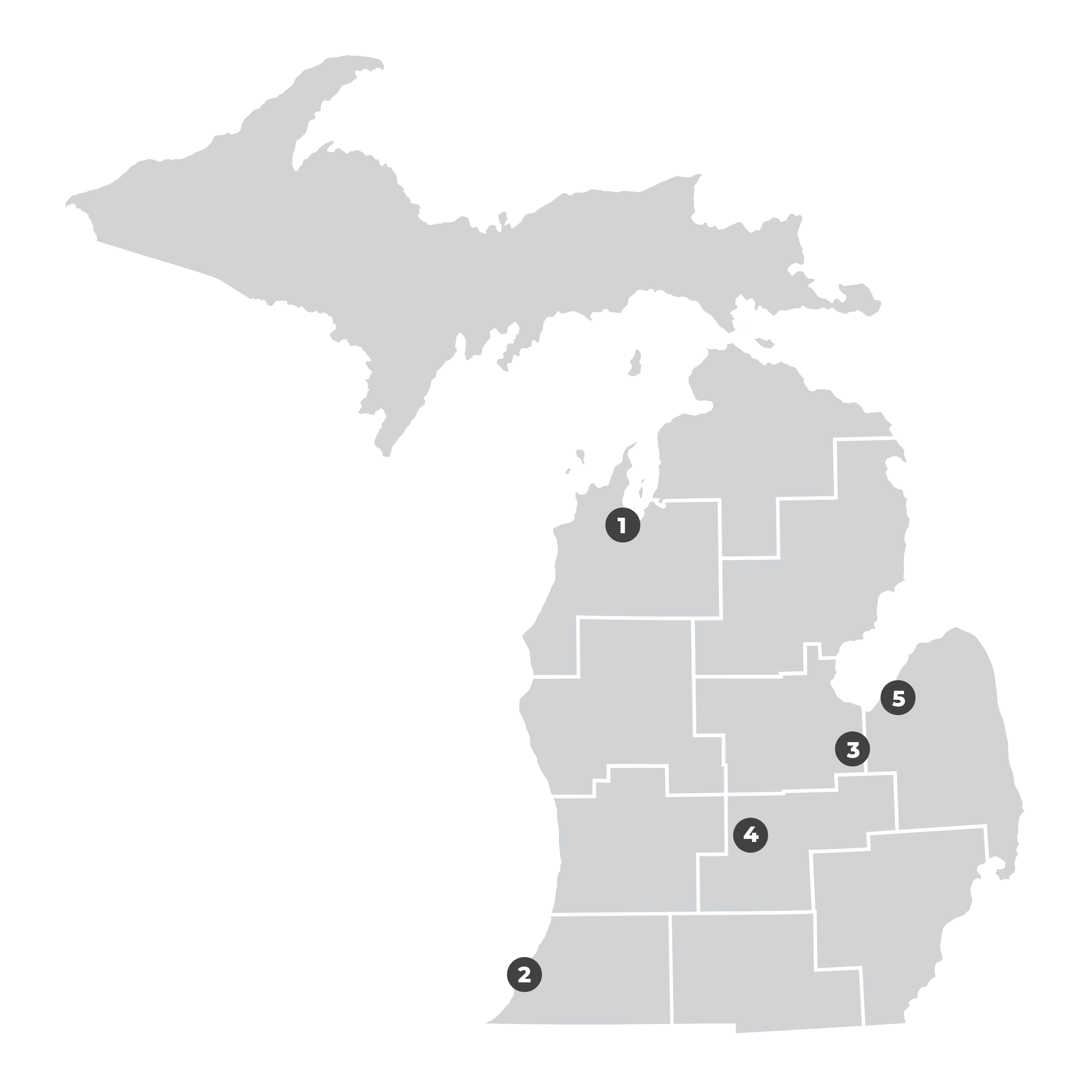 Farm Claims Specialist region map of Michigan.