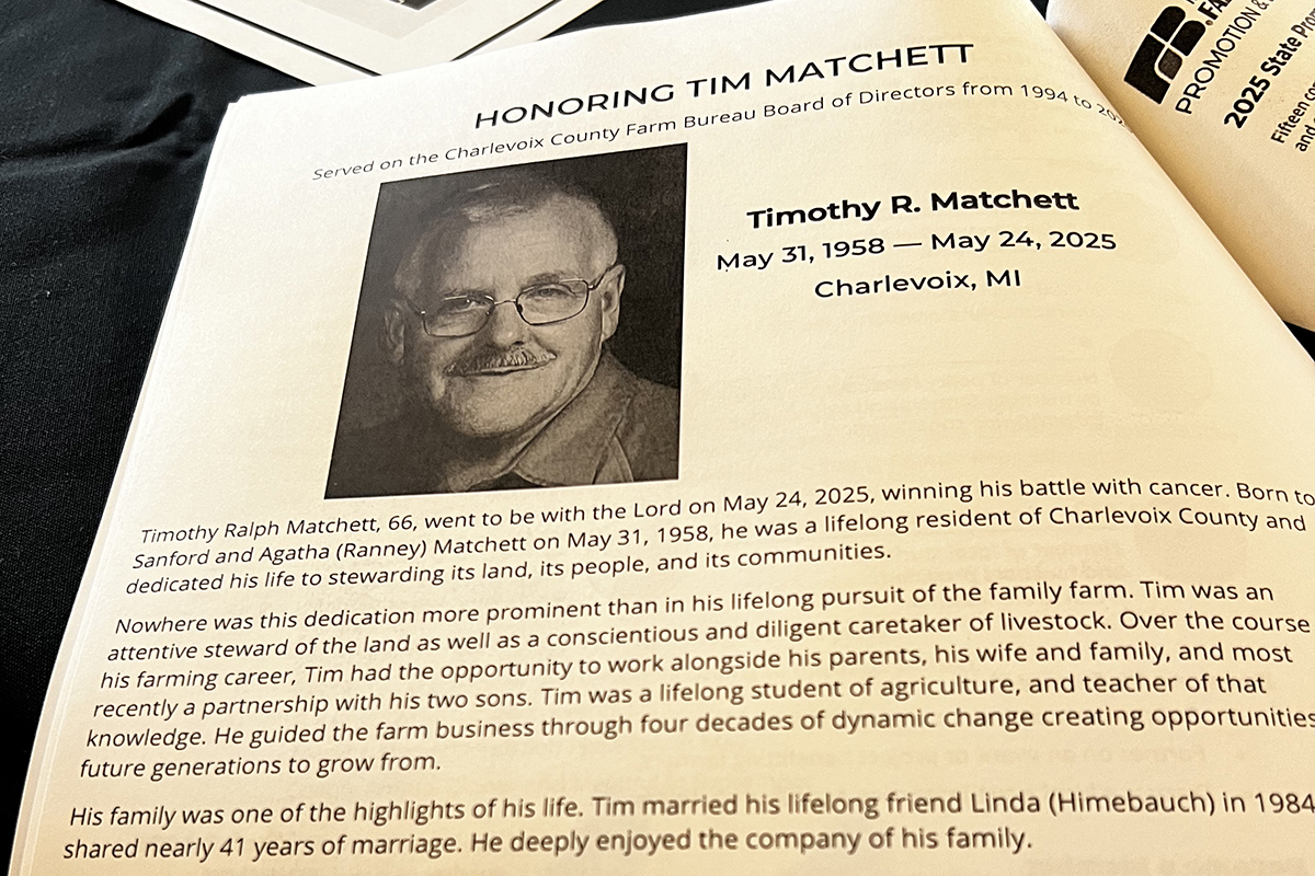 Tim Matchett memorial in annual meeting booklet.