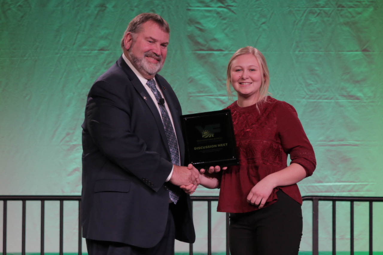 areerline FFA Chapter’s Lilly Nyland won  Michigan Farm Bureau's 2021 High School Discussion Meet Dec. 1 at MFB's 102th Annual Meeting in Grand Rapids.