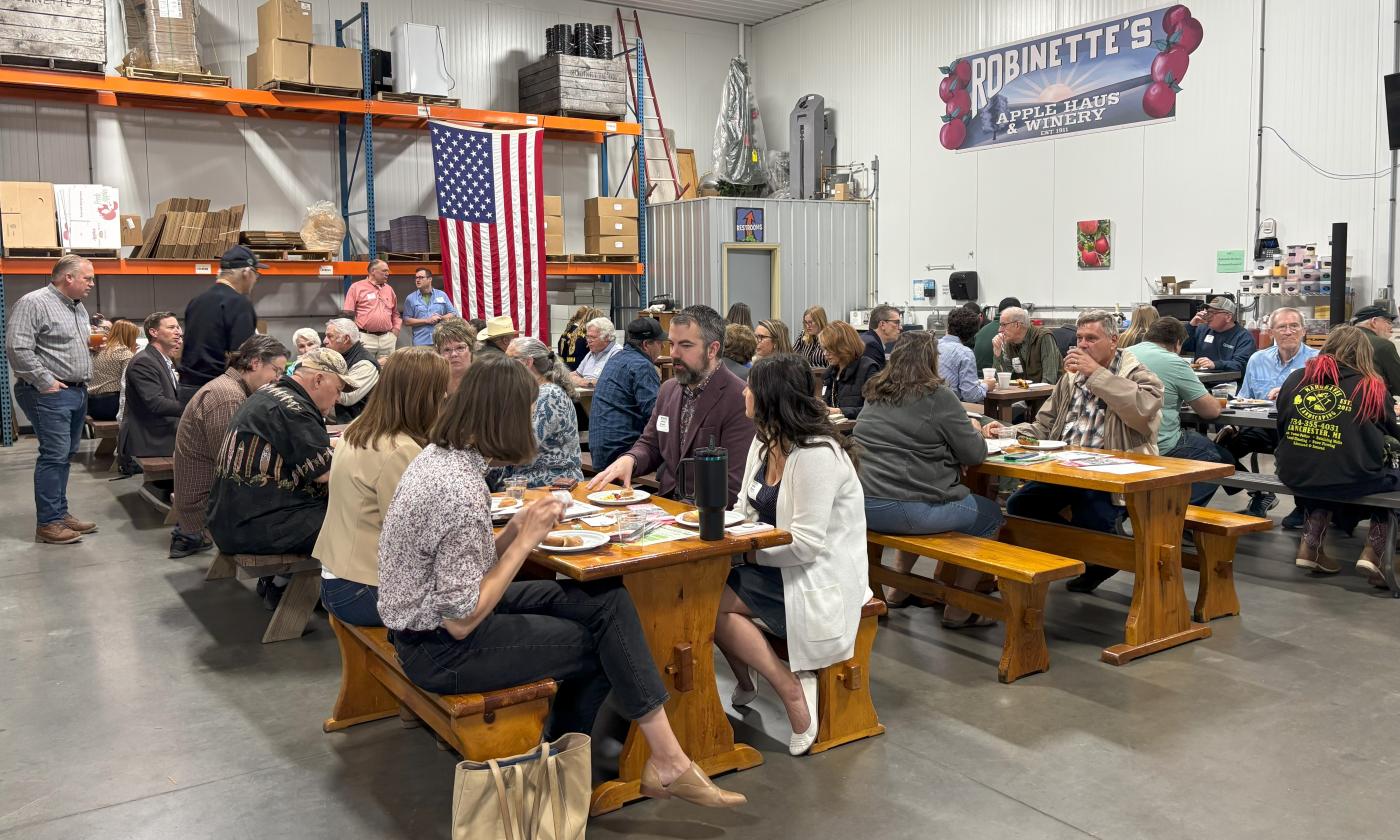 A photo of the farmers, legislators, and community partners gathered at the 2025 Kent County Legislative Breakfast.
