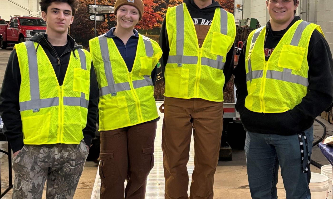 GVSU students conducting research at the 2025 Kent Farm Bureau Doe Pole.