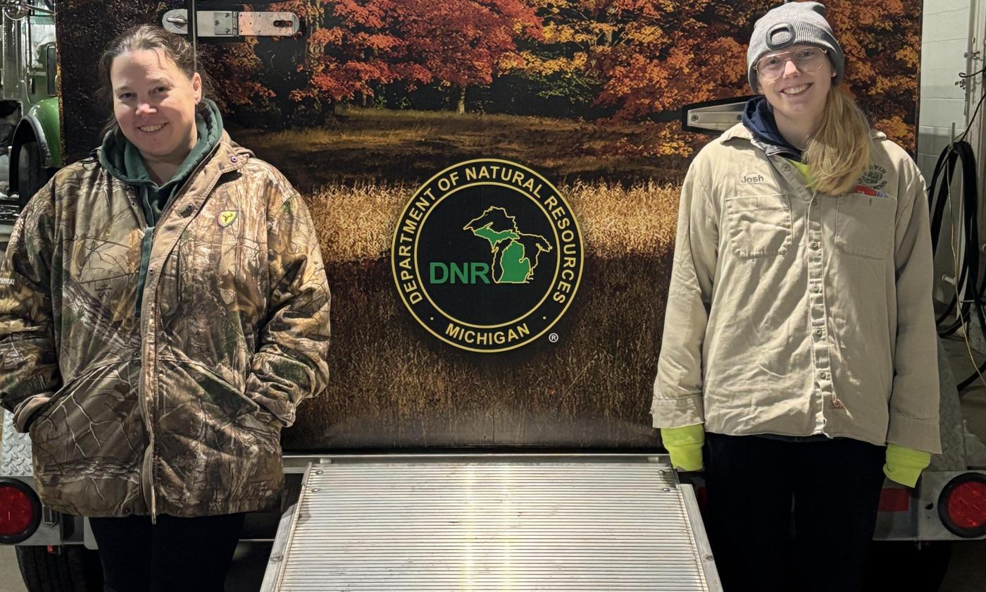 GVSU students conducting research at the 2025 Kent Farm Bureau Doe Pole.