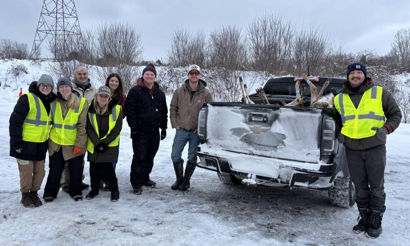 Volunteers and hunters at the 2025 Kent Farm Bureau Doe Pole.