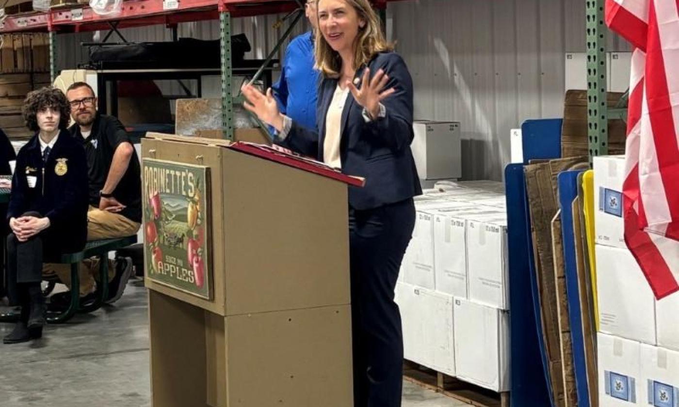 Congresswoman Hillary Scholten at the 2026 Kent County Farm Bureau Legislative Breakfast