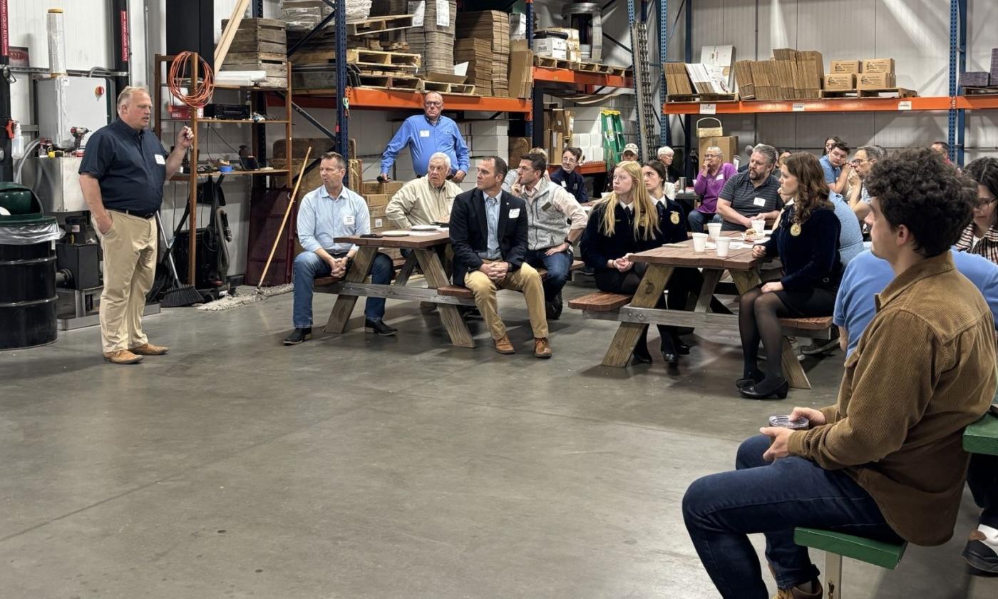 Rep. Luke Meerman talks data centers at Kent County Farm Bureau 2026 Legislative Breakfast.