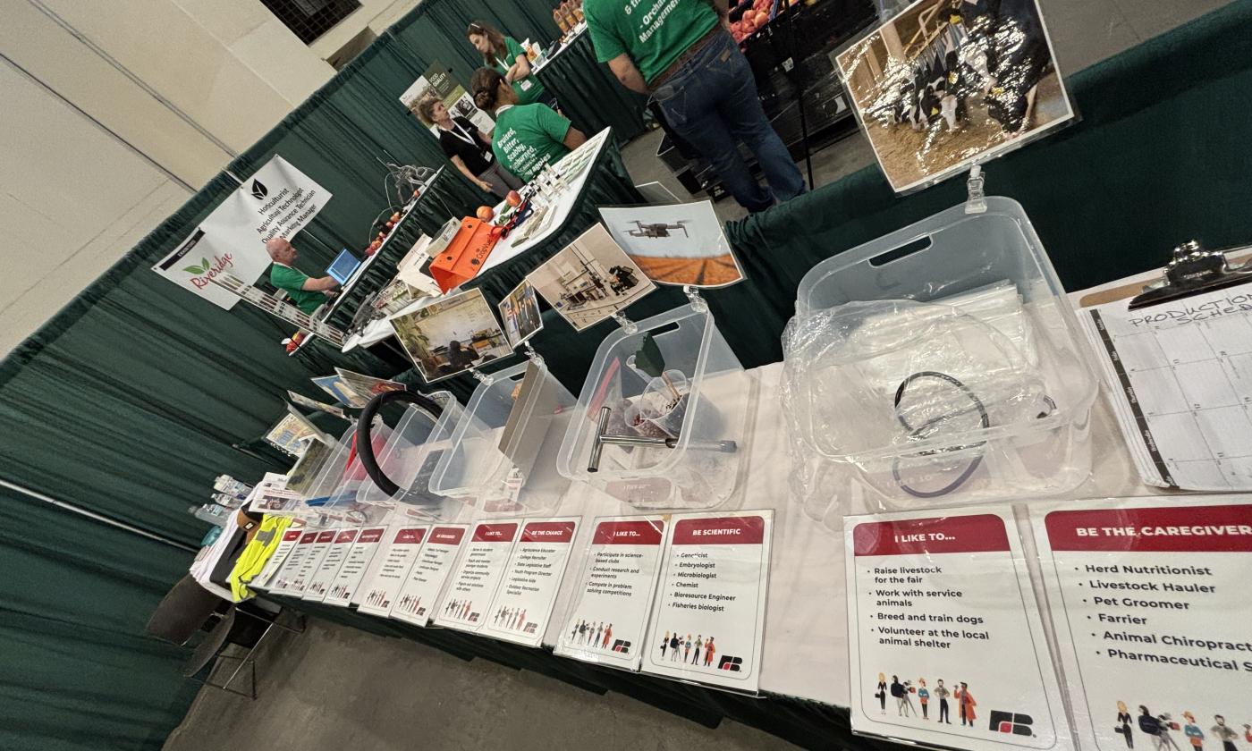 The agriculture job props at the 2026 MiCareerQuest booth Picture Yourself in Agriculture.
