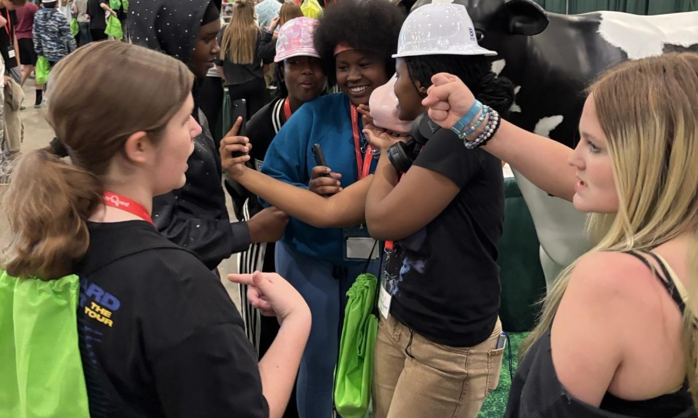 Everybody wants their photo with Kaycee at the 2026 MiCareerQuest booth Picture Yourself in Agriculture.