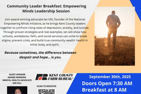 Invitation for community leaders to Empowering Minds breakfast on September 30, 2025.