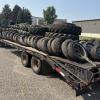 Tires on a trailer, waiting to be loaded for the Kent County Farm Bureau tire recycling event.