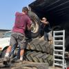 Farm Bureau members working the tire recycling event.
